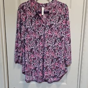 Scarlett Paisley Blouse - Pink and Black